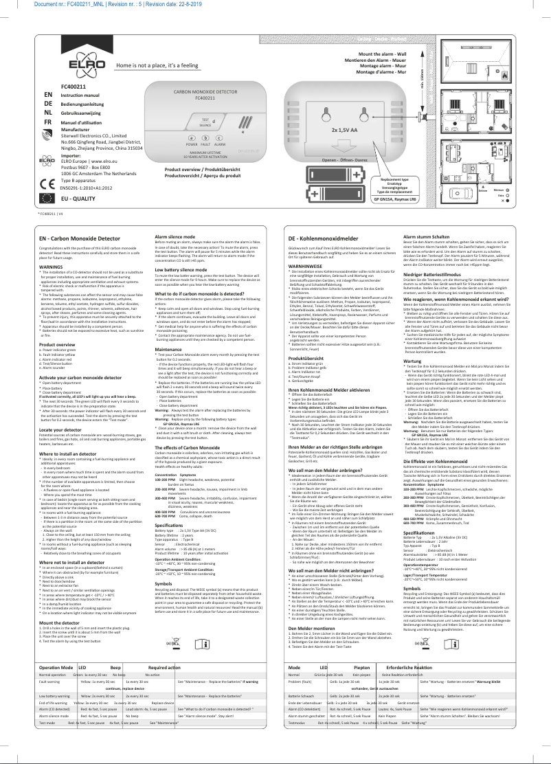 First page image of the manual for FC400211