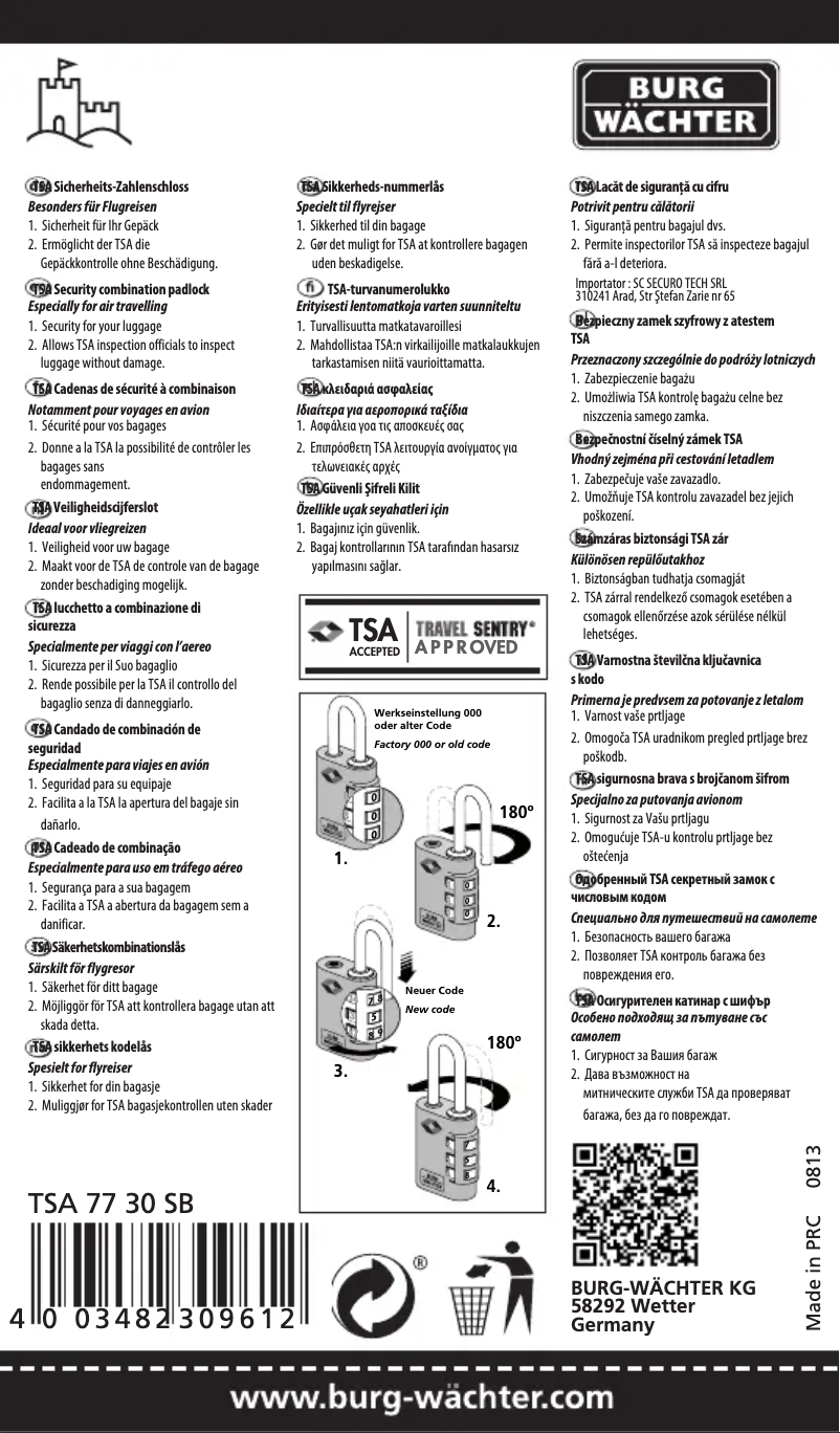 First page image of the manual for TSA 77
