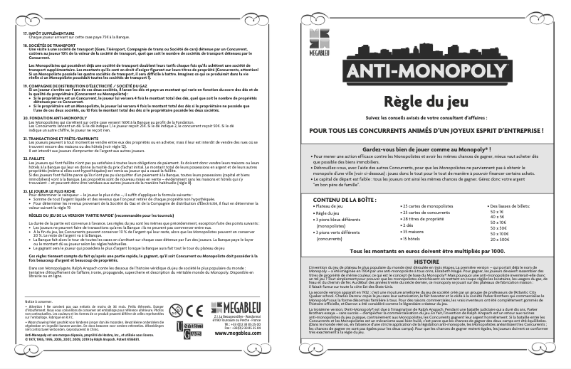 First page image of the manual for Anti-Monopoly