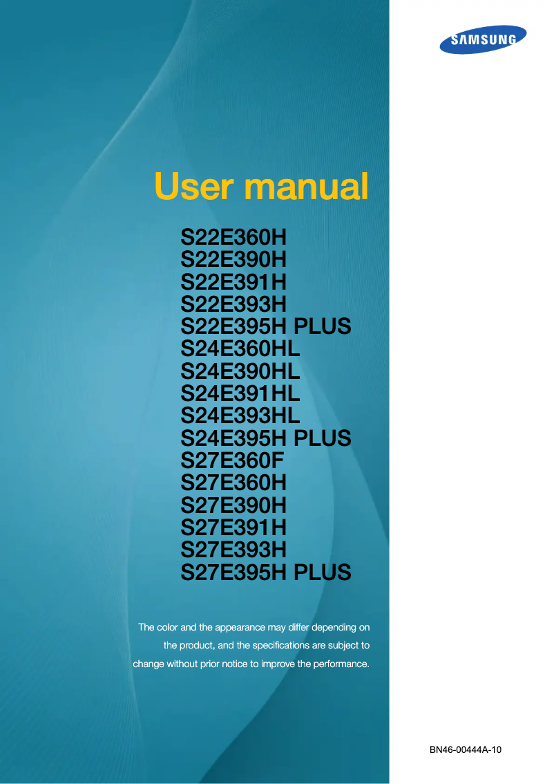 Page 1 of the manual User Manual Samsung SyncMaster S22E391H