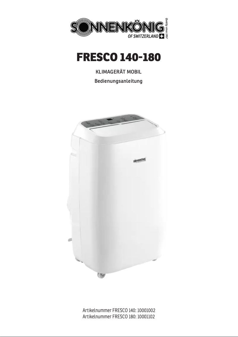 First page image of the manual for Fresco 180