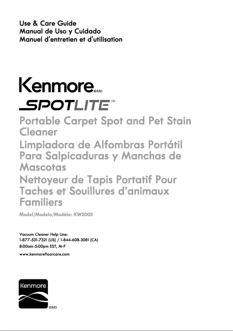 Page 1 of the manual User Manual Kenmore KW2005
