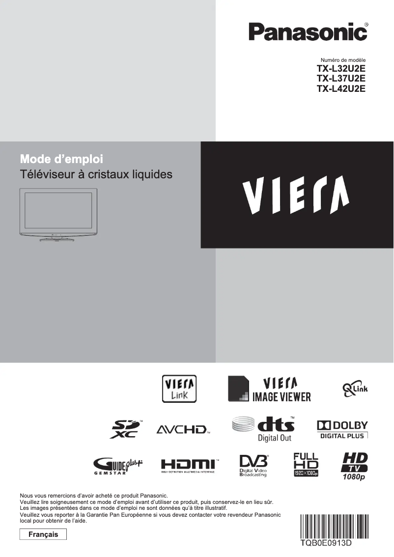 Page 1 of the manual User Manual Panasonic Viera TX-L37U2E