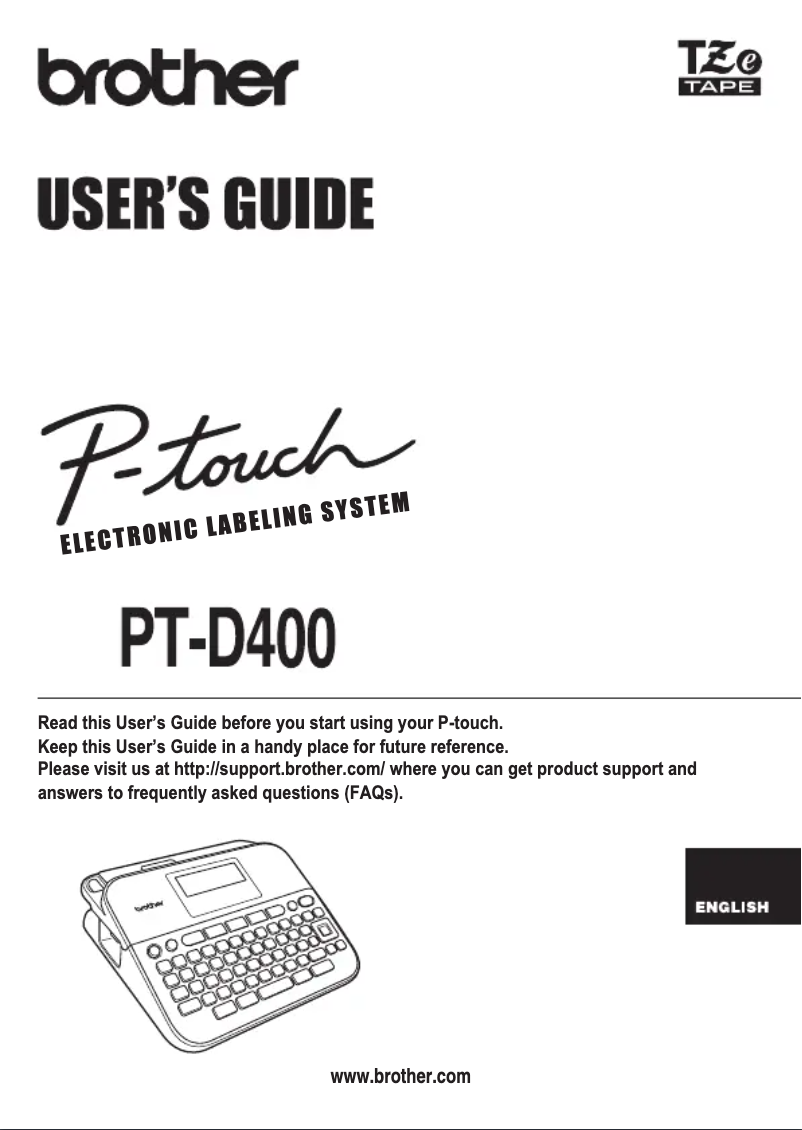 Page 1 of the manual User Manual Brother P-Touch PT-D400AD