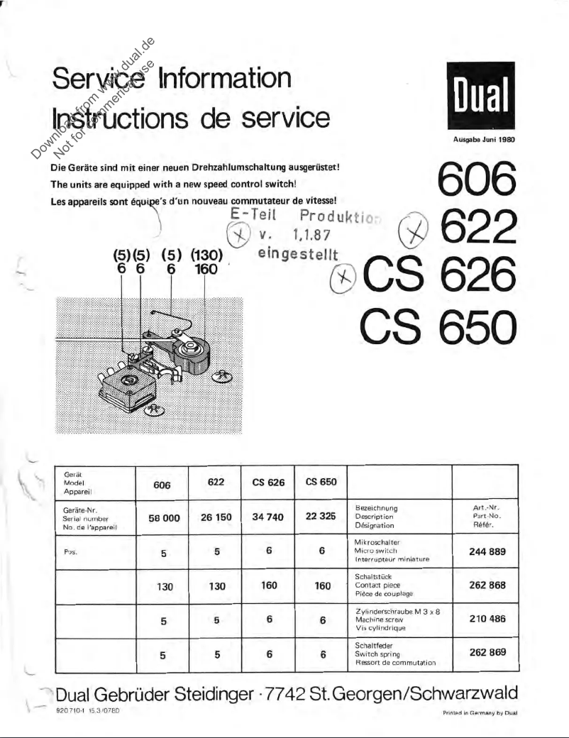 Page 1 of the manual User Manual Dual 622