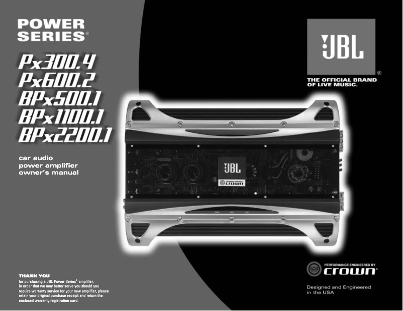 Page 1 of the manual User Manual JBL Power Px600.2
