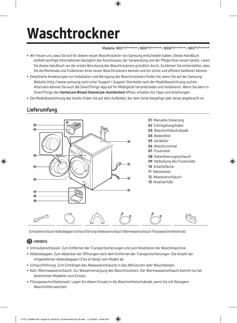 First page image of the manual for WD80T654ABH