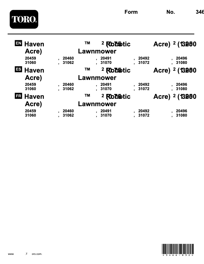 First page image of the manual for Haven 31080