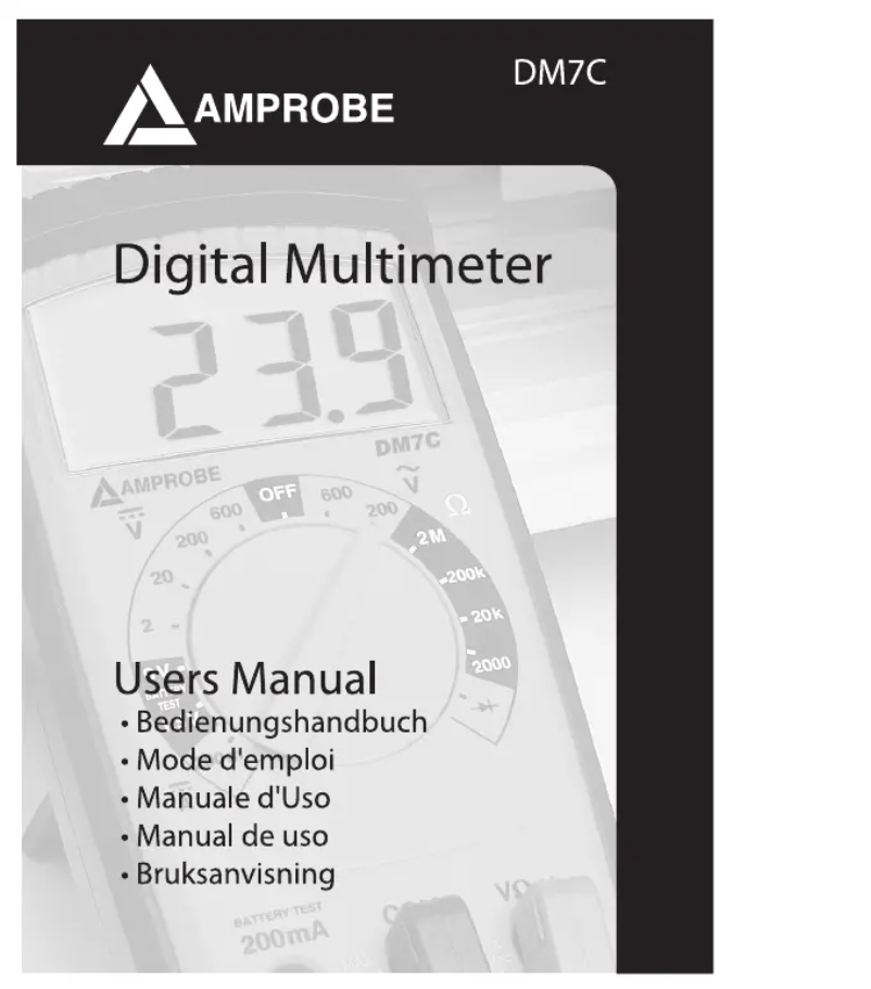 Page 1 of the manual User Manual Amprobe DM7C