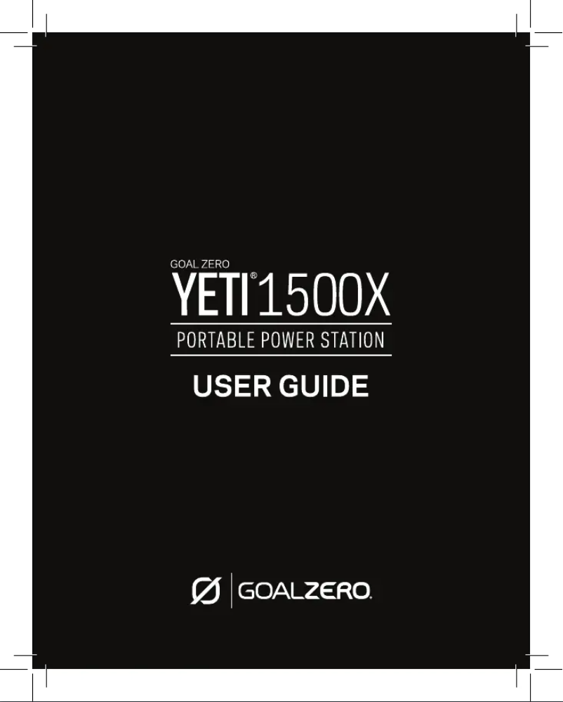 Page 1 of the manual User Manual Goal Zero Yeti 1500X