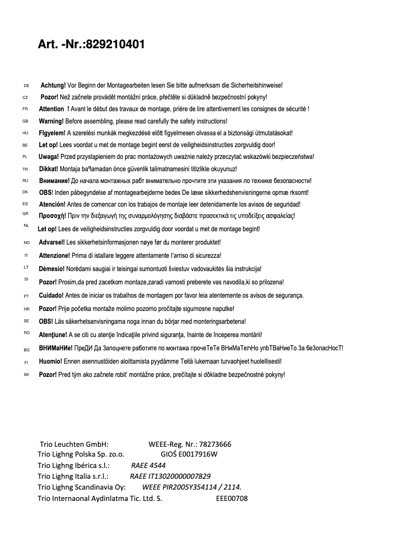 First page image of the manual for Cayman 829210401