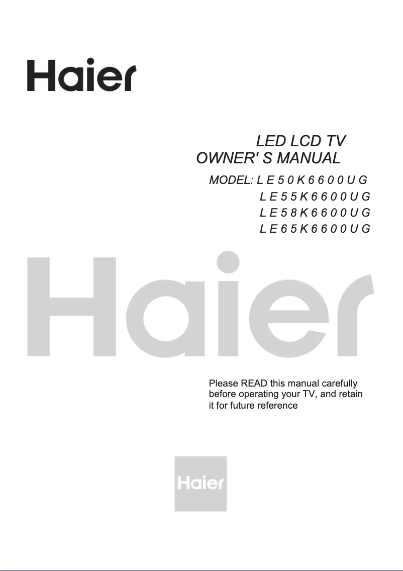 Page 1 of the manual User Manual Haier H58K66UG