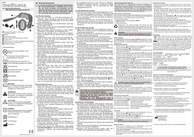 First page image of the manual for NM 885