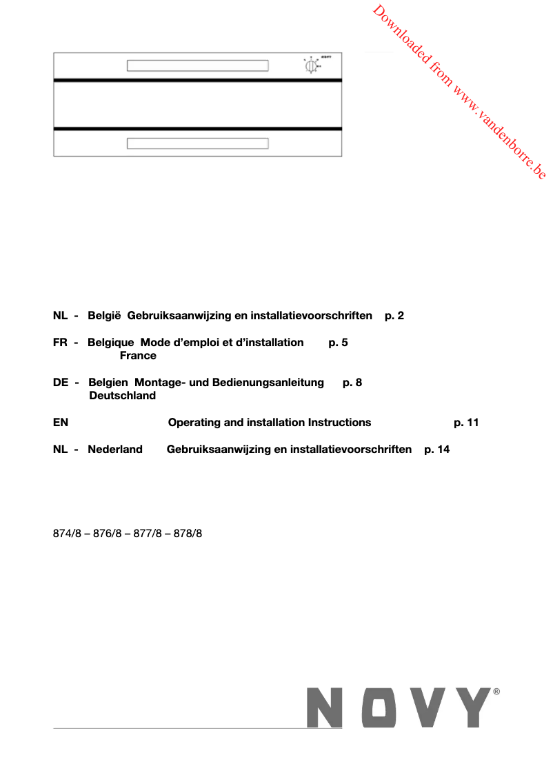 Page 1 of the manual User Manual Novy 876