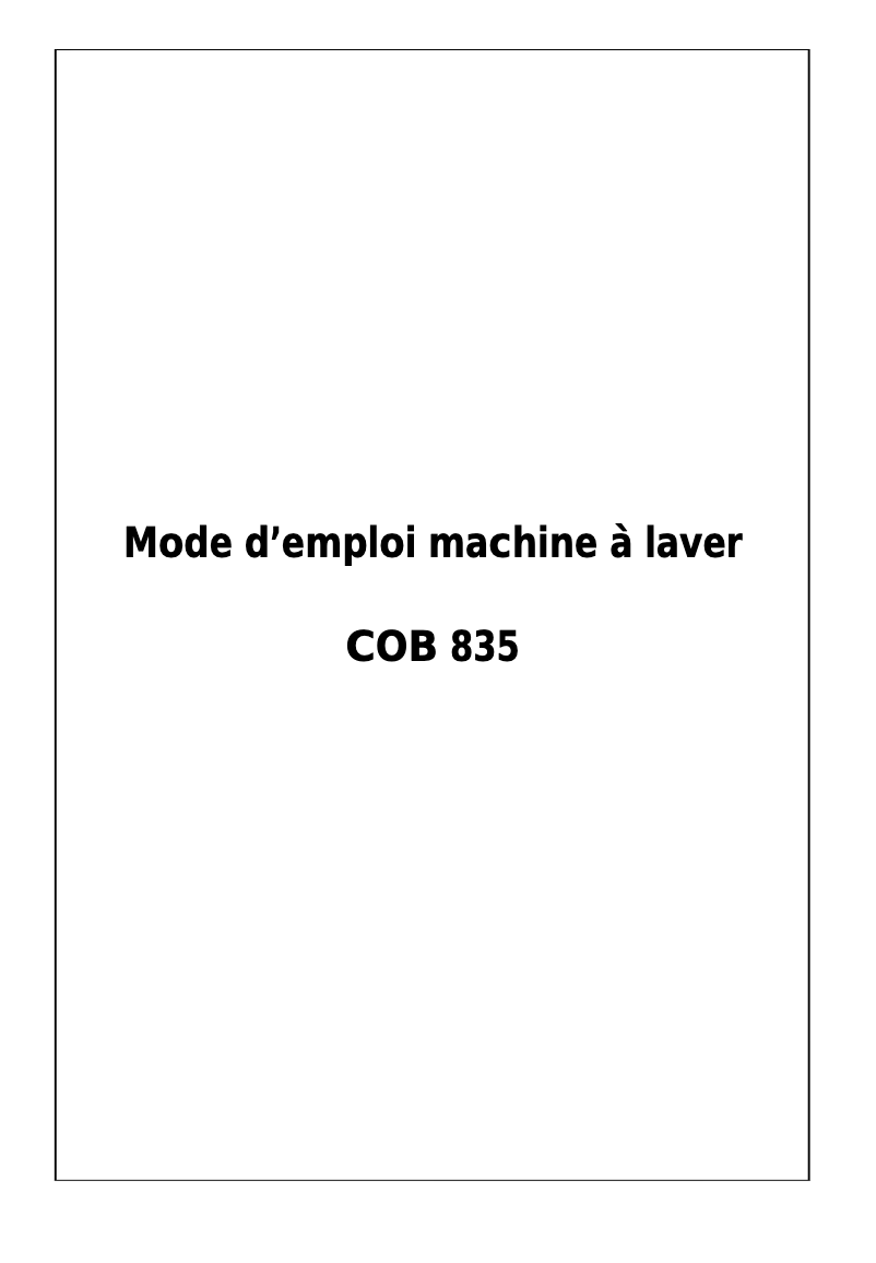 Page 1 of the manual User Manual Cobal COB835