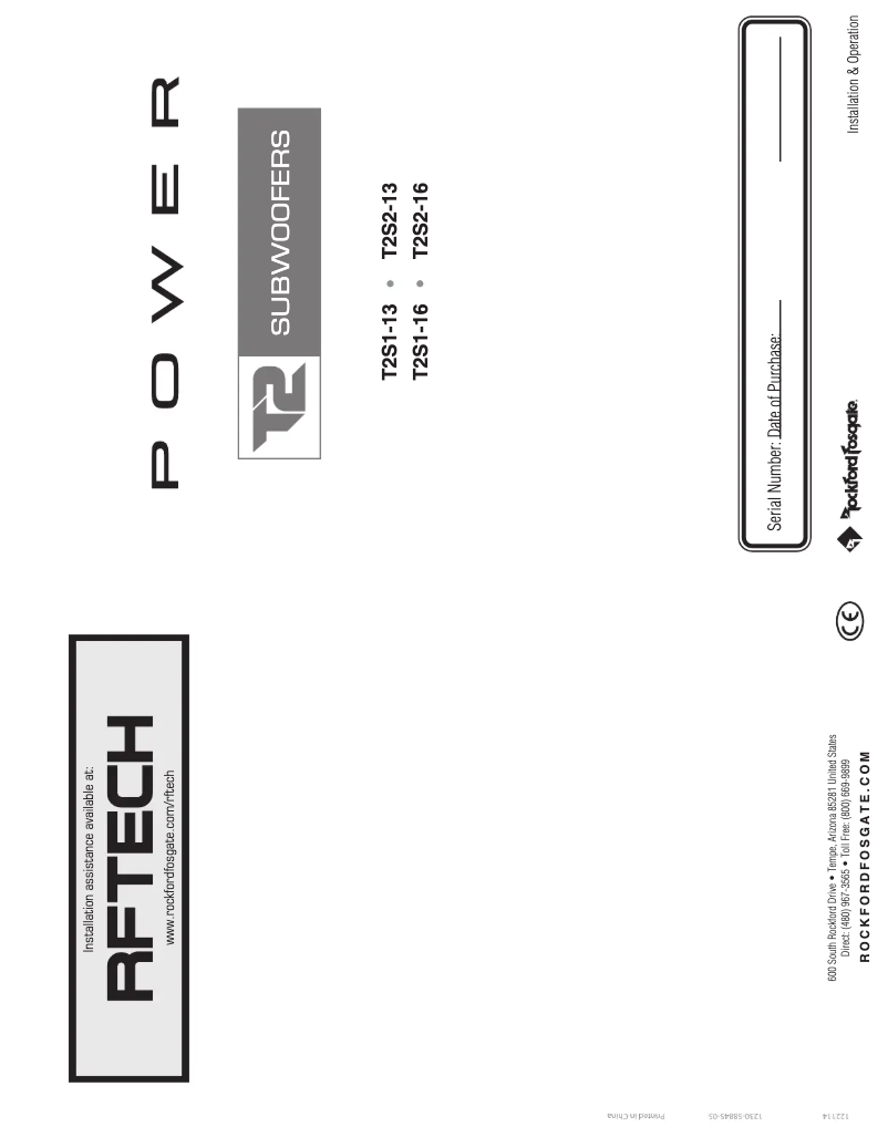 Page 1 de la notice Manuel utilisateur Rockford Fosgate Power T2S2-13
