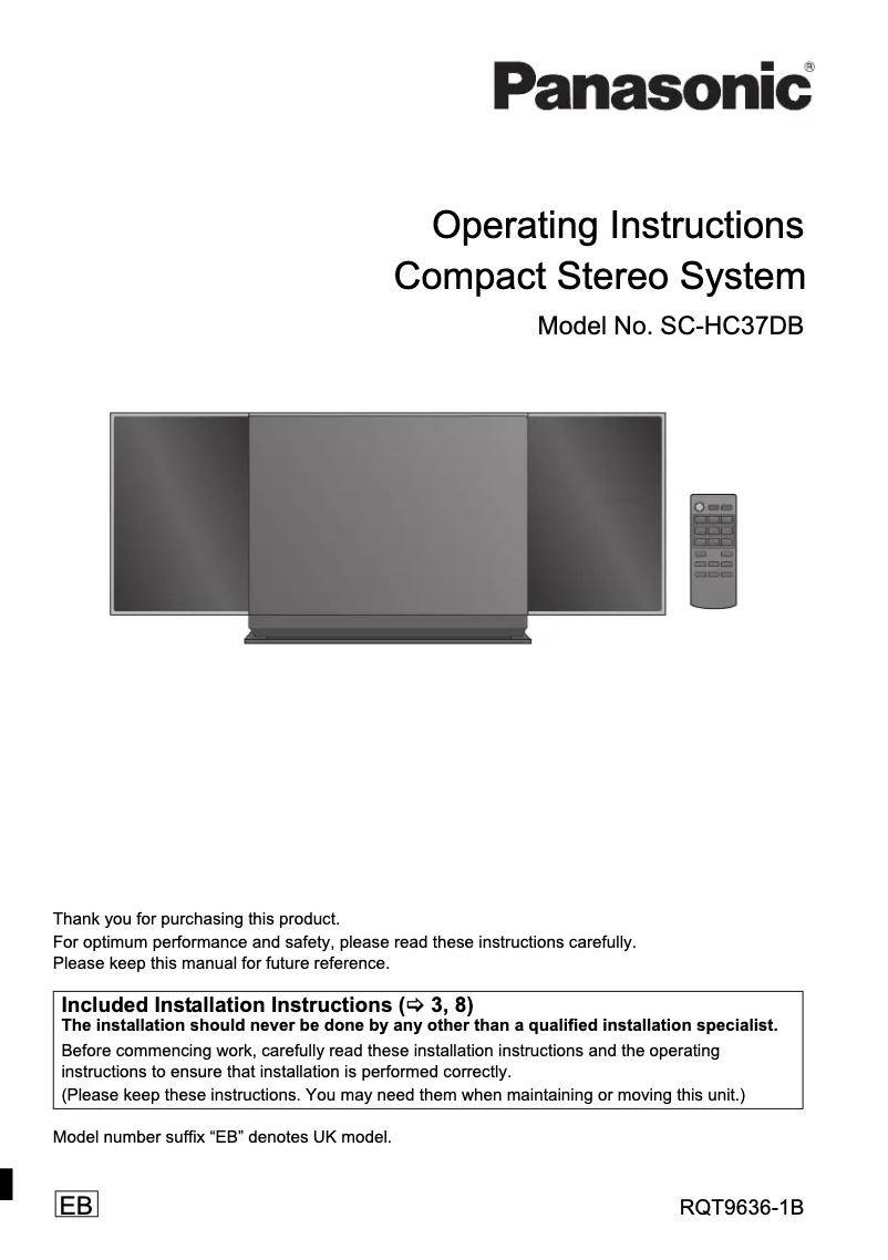 First page image of the manual for SC-HC37