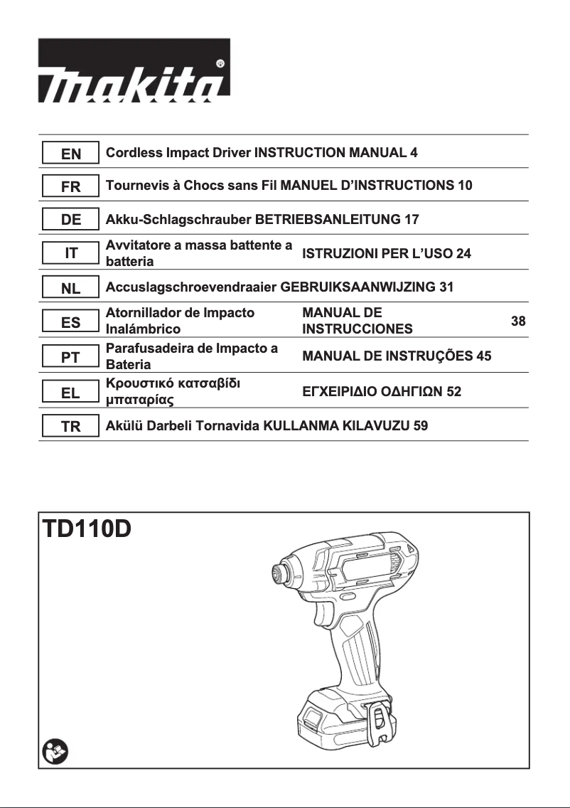 Page 1 of the manual User Manual Makita TD110DZJ