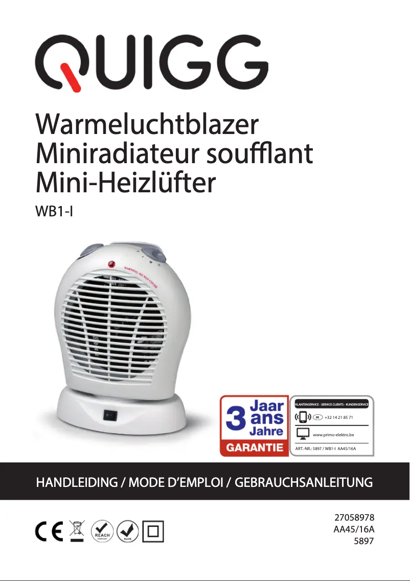 First page image of the manual for WB1