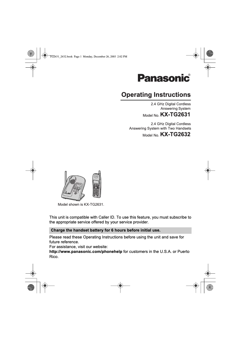 Page 1 of the manual User Manual Panasonic KX-TG2632