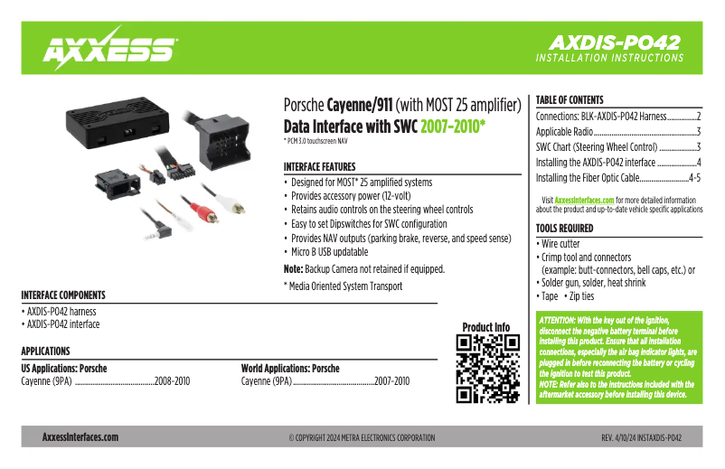First page image of the manual for AXDIS-PO42