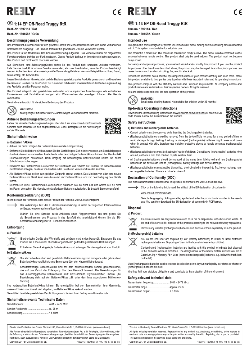 Page 1 of the manual User Manual Reely Off-Road