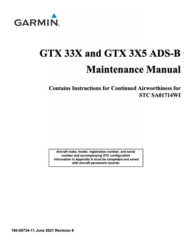 First page image of the manual for GTX 33