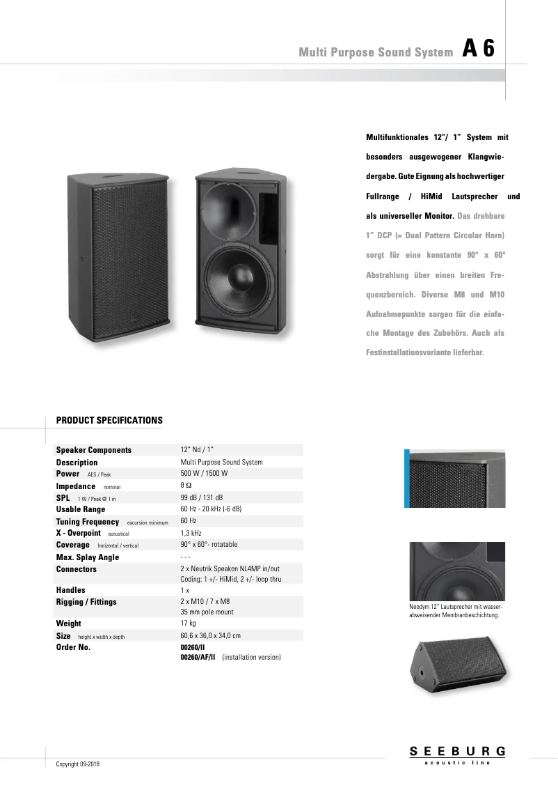 First page image of the manual for A6