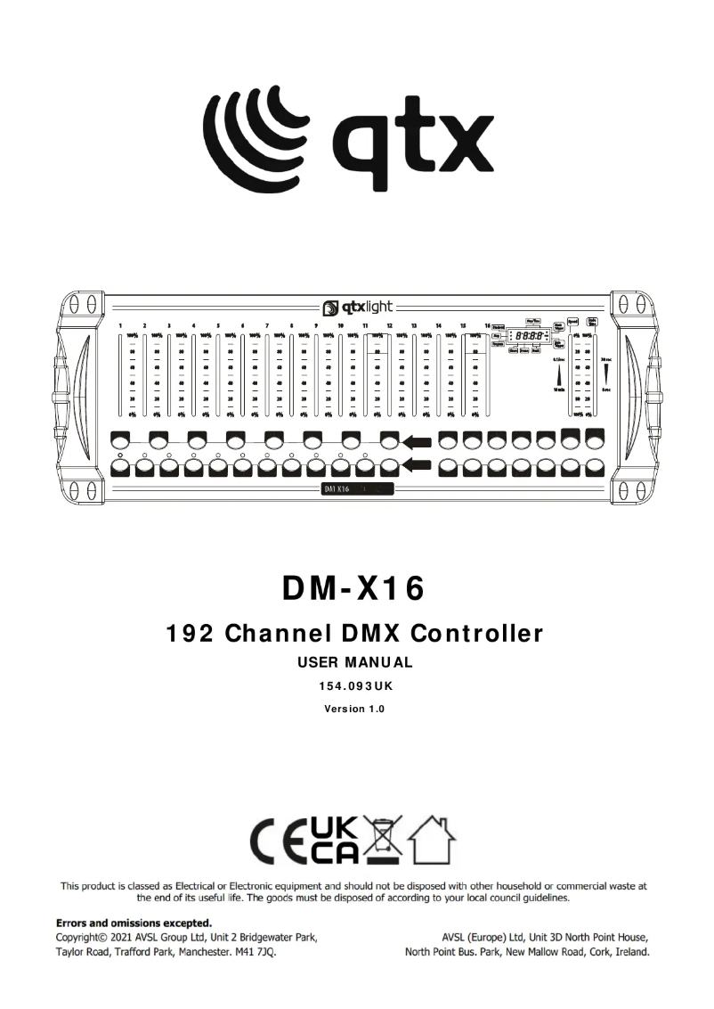 First page image of the manual for DM-X16