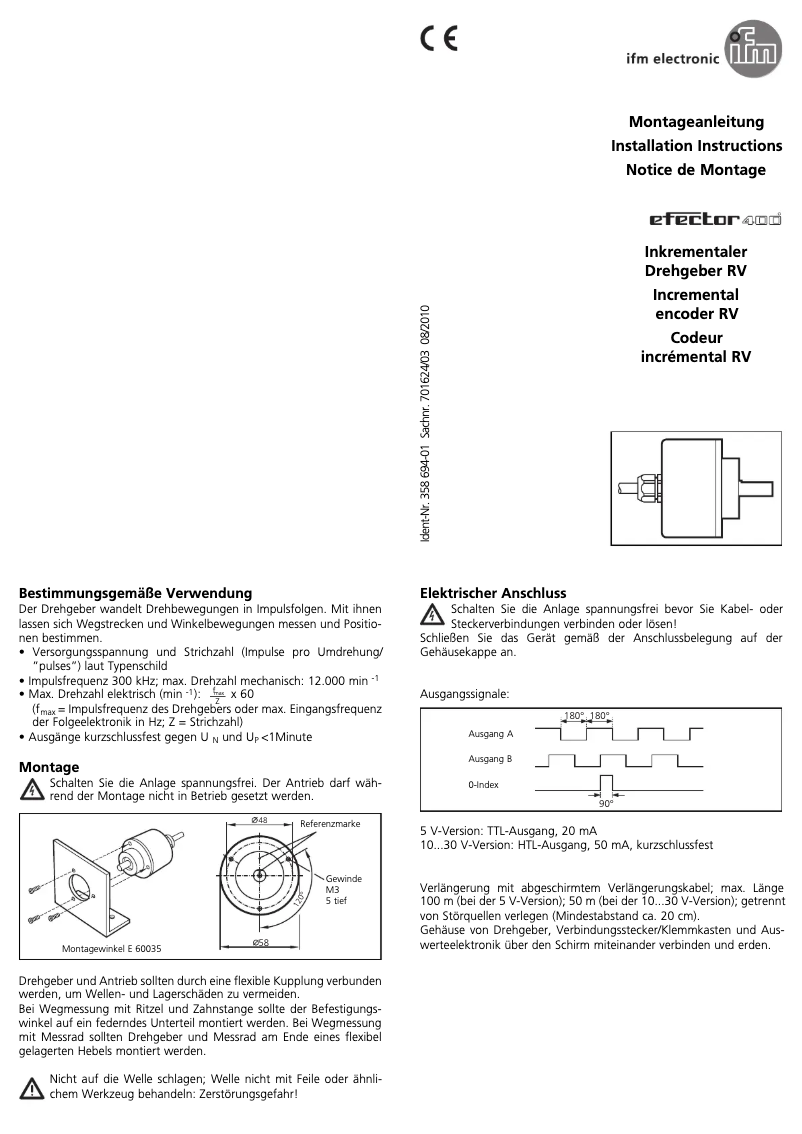 Page 1 of the manual User Manual IFM RV6132