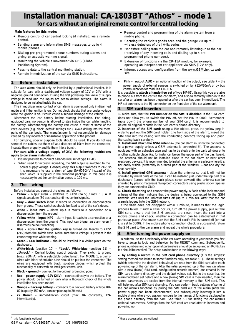 Page 1 of the manual User Manual Joblotron CA-1803BT