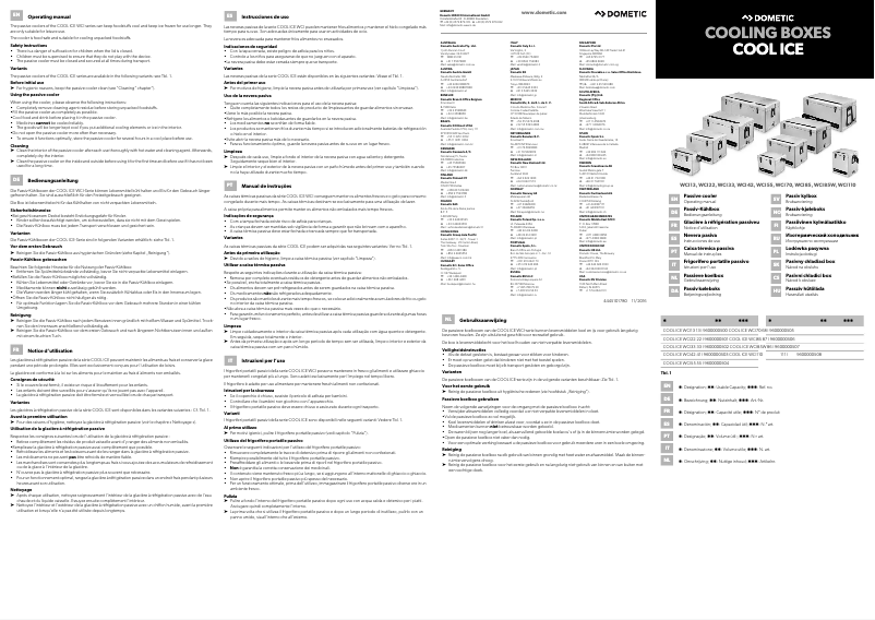 Page 1 de la notice Manuel utilisateur Dometic WCI 110