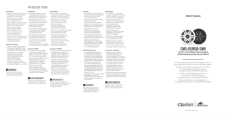 Page 1 de la notice Manuel utilisateur Clarion Premium CMS-651RGB-SWB