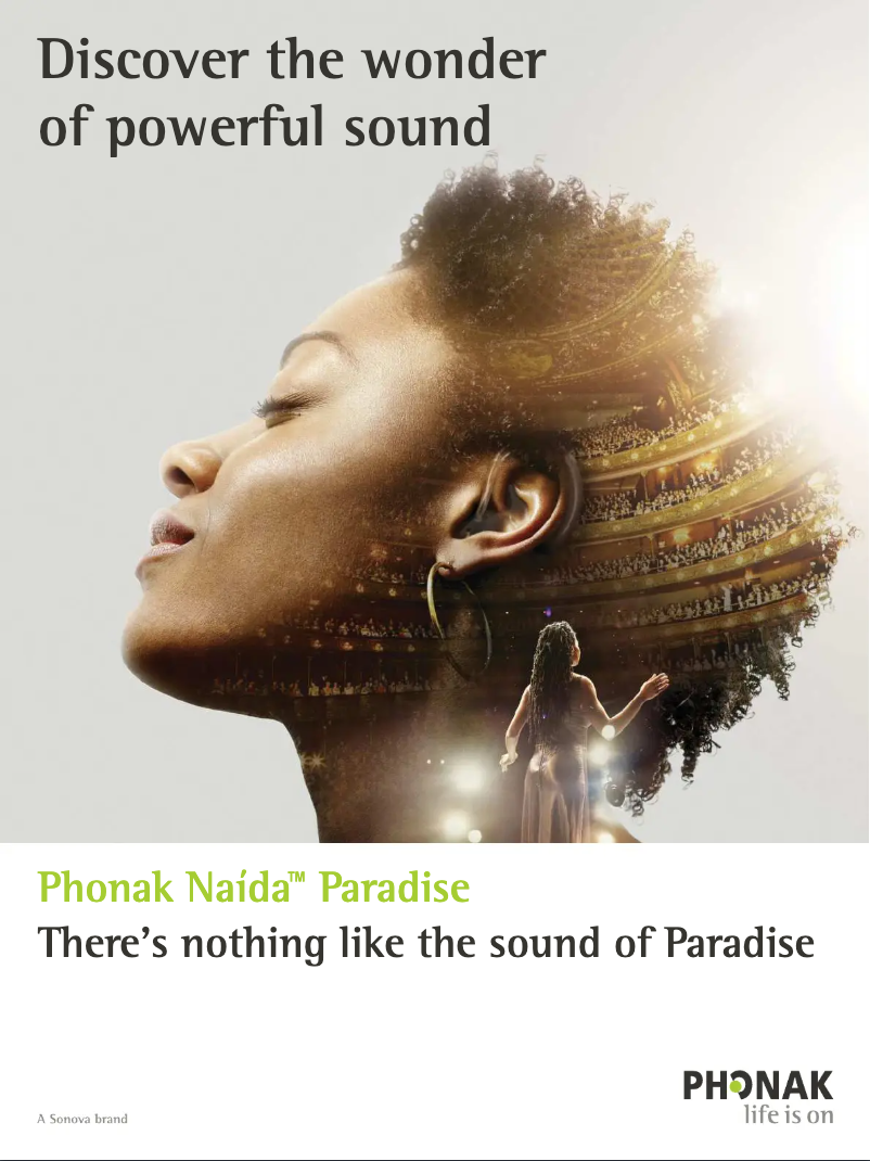 Page 1 of the manual Technical Sheet Phonak Naída Paradise