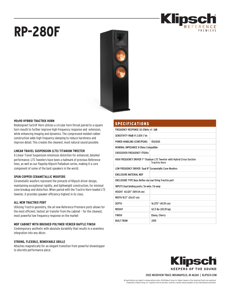 First page image of the manual for Reference Premiere RP-280F