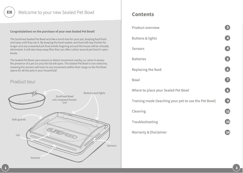 First page image of the manual for SureFeed