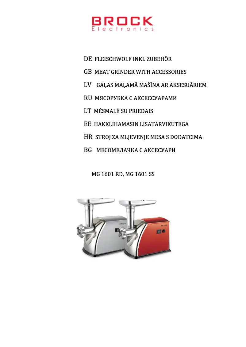 Page 1 of the manual User Manual Brock MG 1601 SS