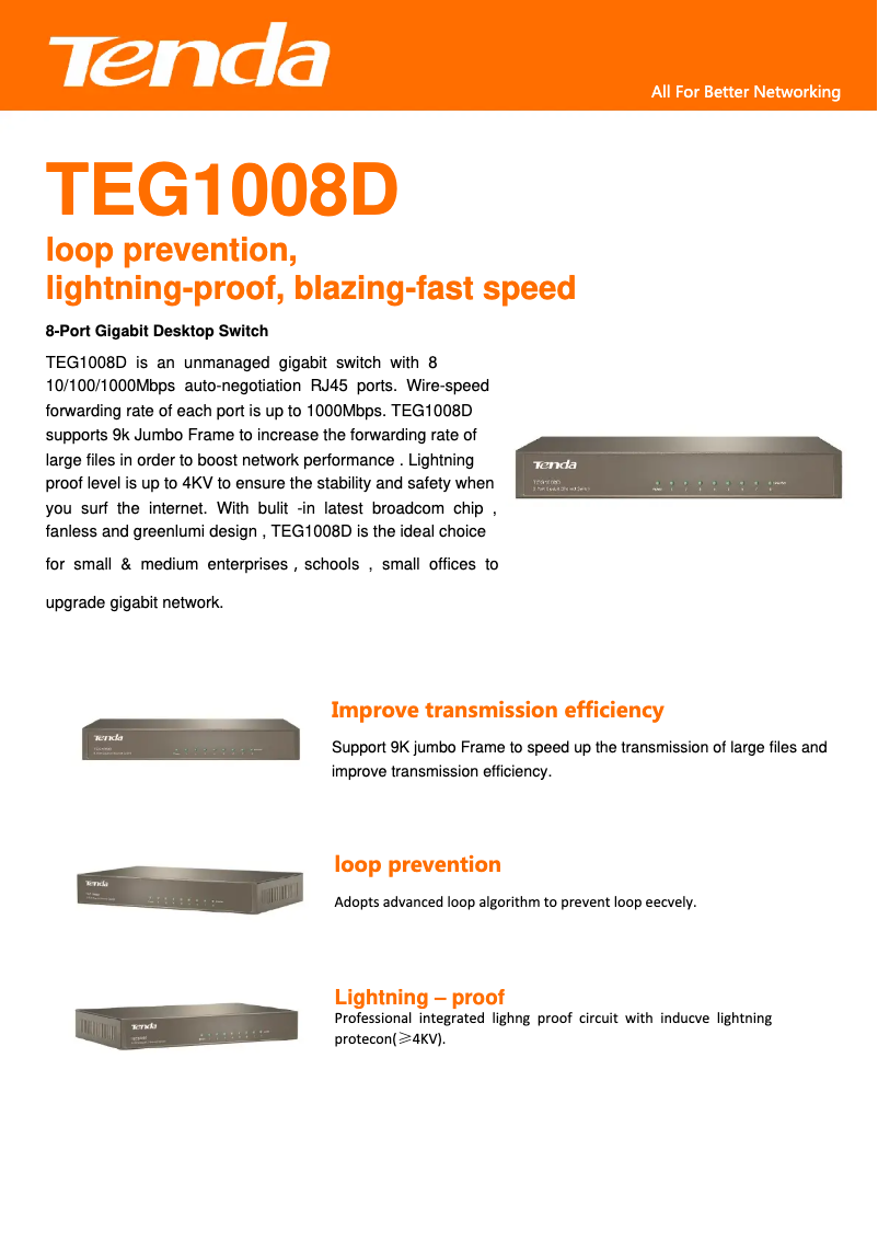 First page image of the manual for TEG1008D