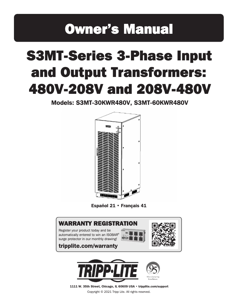 First page image of the manual for S3MT-60KWR480V