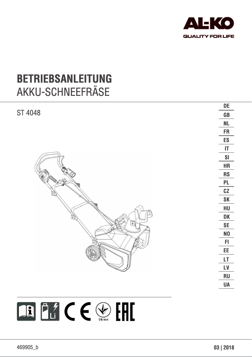First page image of the manual for ST 4048