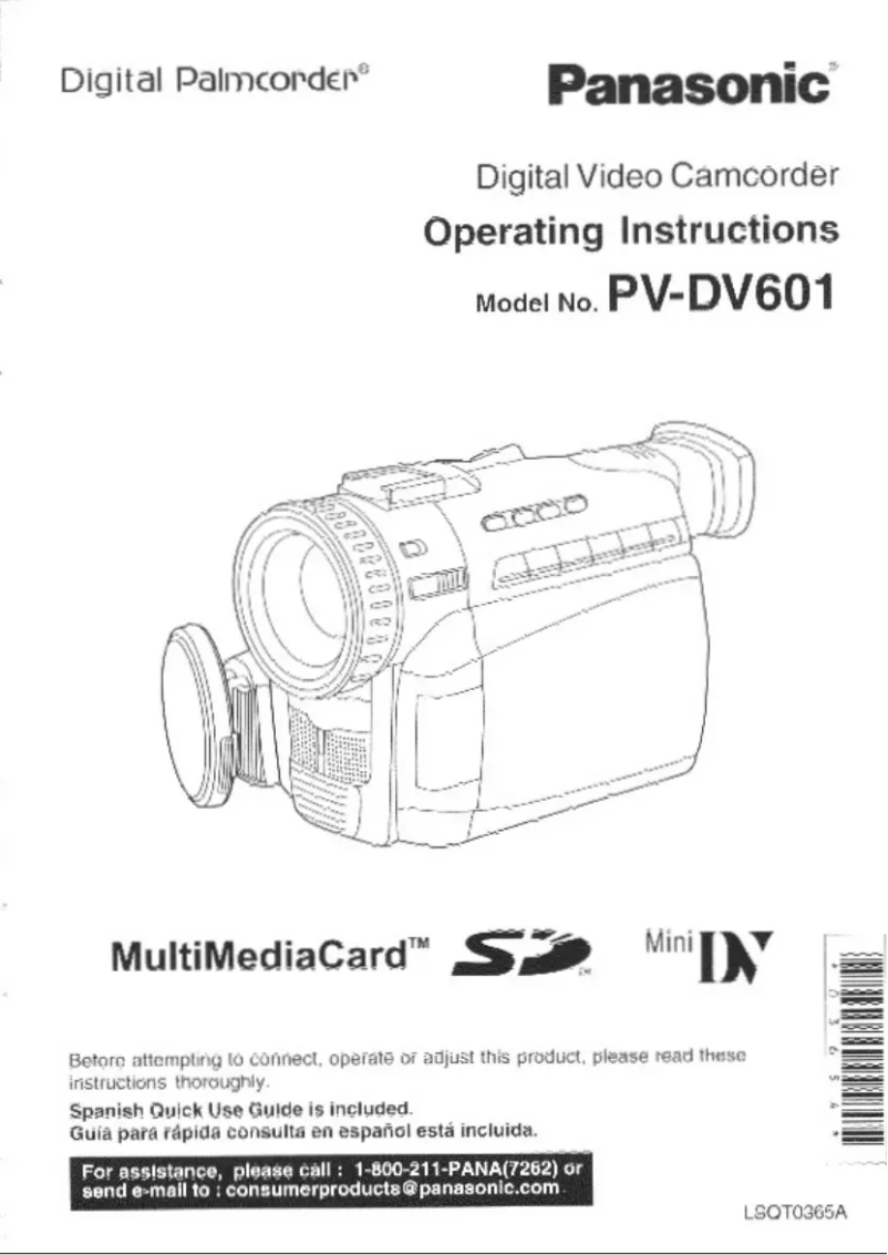 First page image of the manual for PV-DV601
