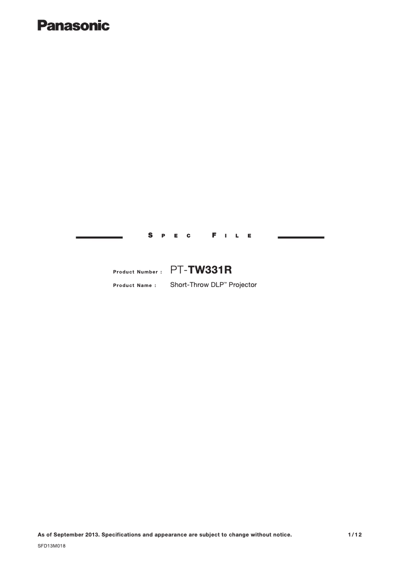 First page image of the manual for PT-TW331RE