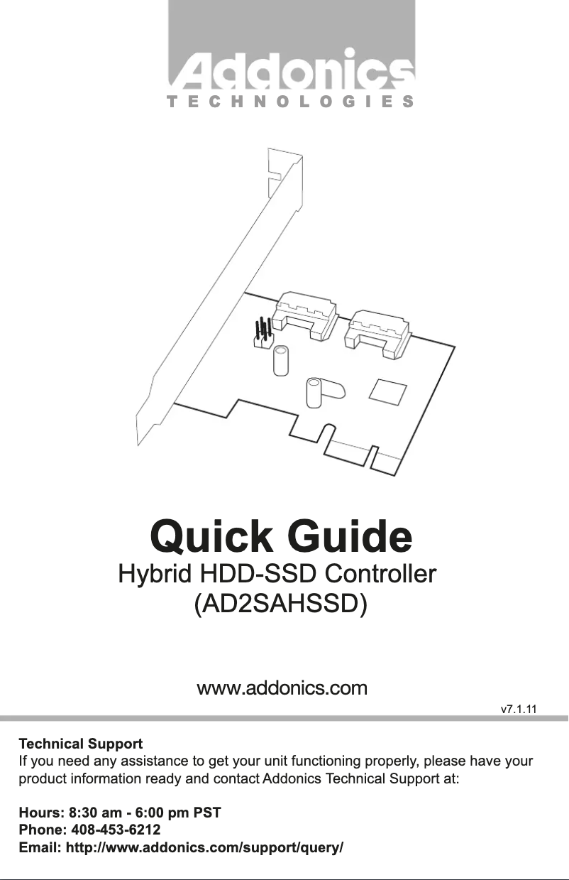 Page 1 of the manual User Manual Addonics AD2SAHSSD