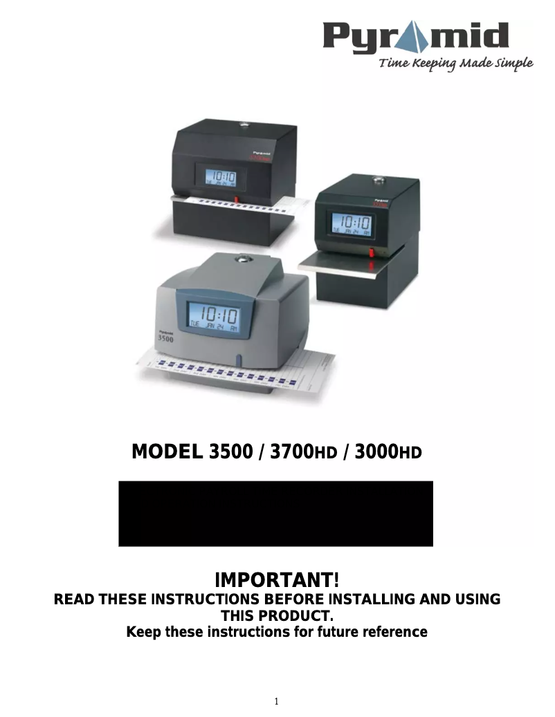 First page image of the manual for 3700