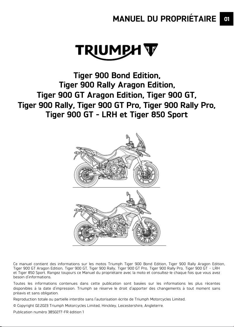 First page image of the manual for Tiger 900 Rally Pro (2020)