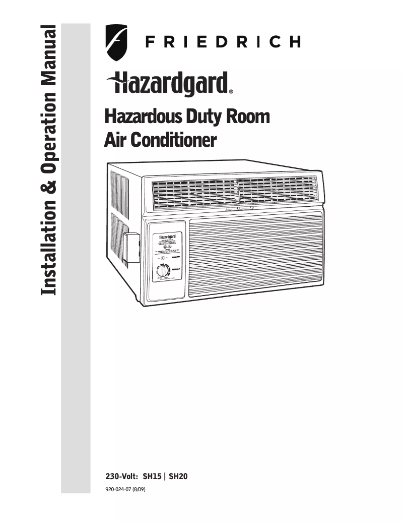Page 1 of the manual User Manual Friedrich Hazardgard SH15M30