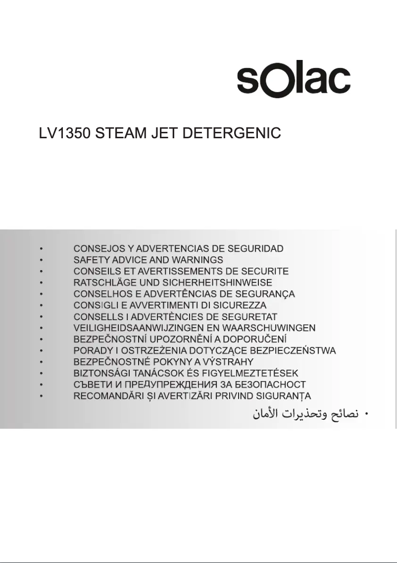 Page 1 de la notice Instructions de sécurité Solac Steam Jet Detergenic LV1350