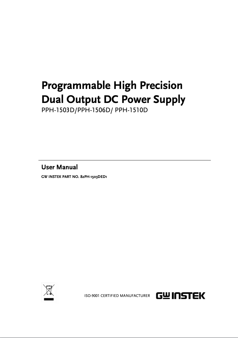 Page 1 of the manual User Manual GW Instek PPH-1510D