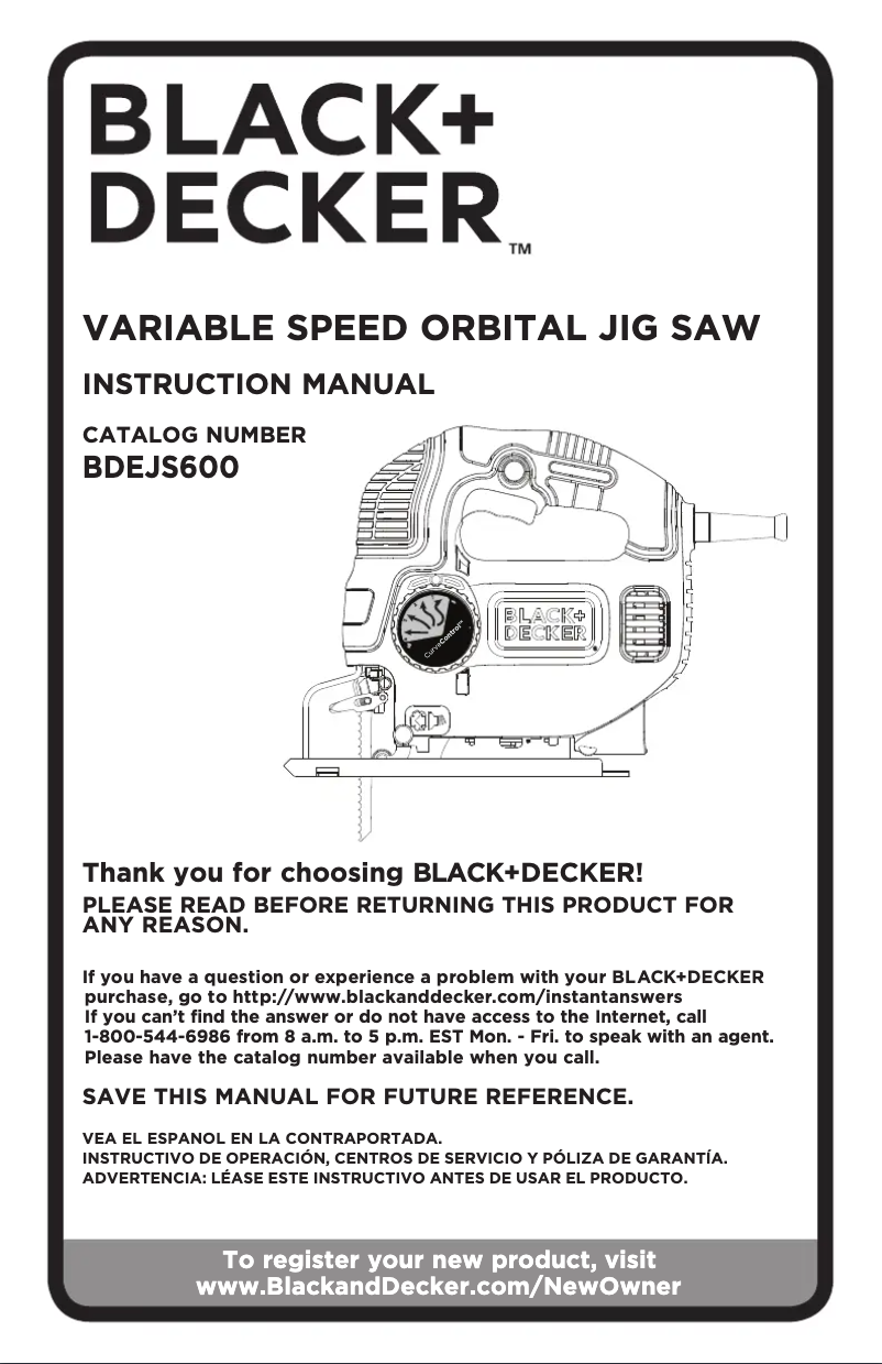 First page image of the manual for BDEJS600