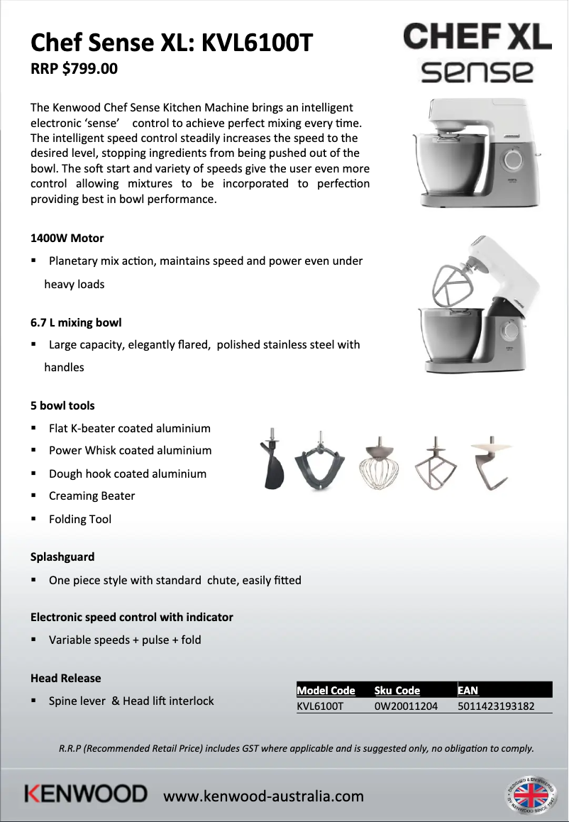 First page image of the manual for Chef XL KVL61